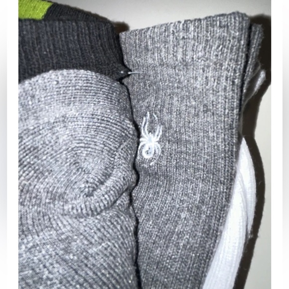 Spyder Crew Socks 5 Pair Men 6-12 White Black Gray Green Mixed Logo Cushion Ski - Picture 7 of 11